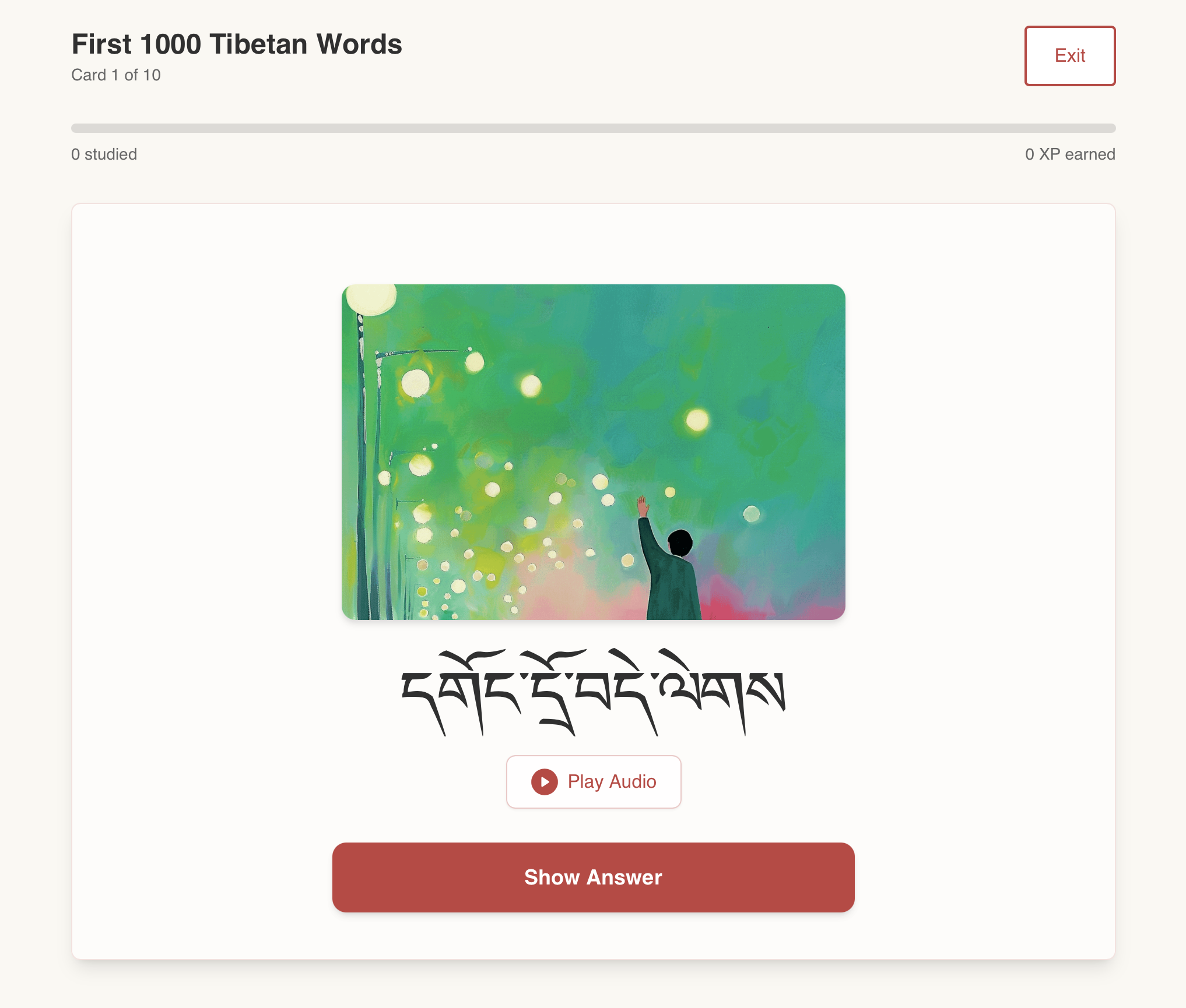 Flashcard back with ratings